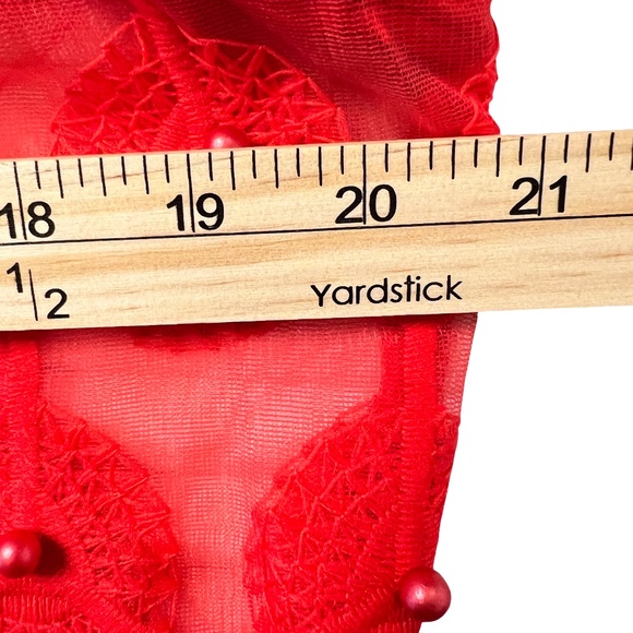 # A032 N BY NANCY Romantic Vibe Red puffy sleeves Vintage top NWT XL - Picture 10 of 12